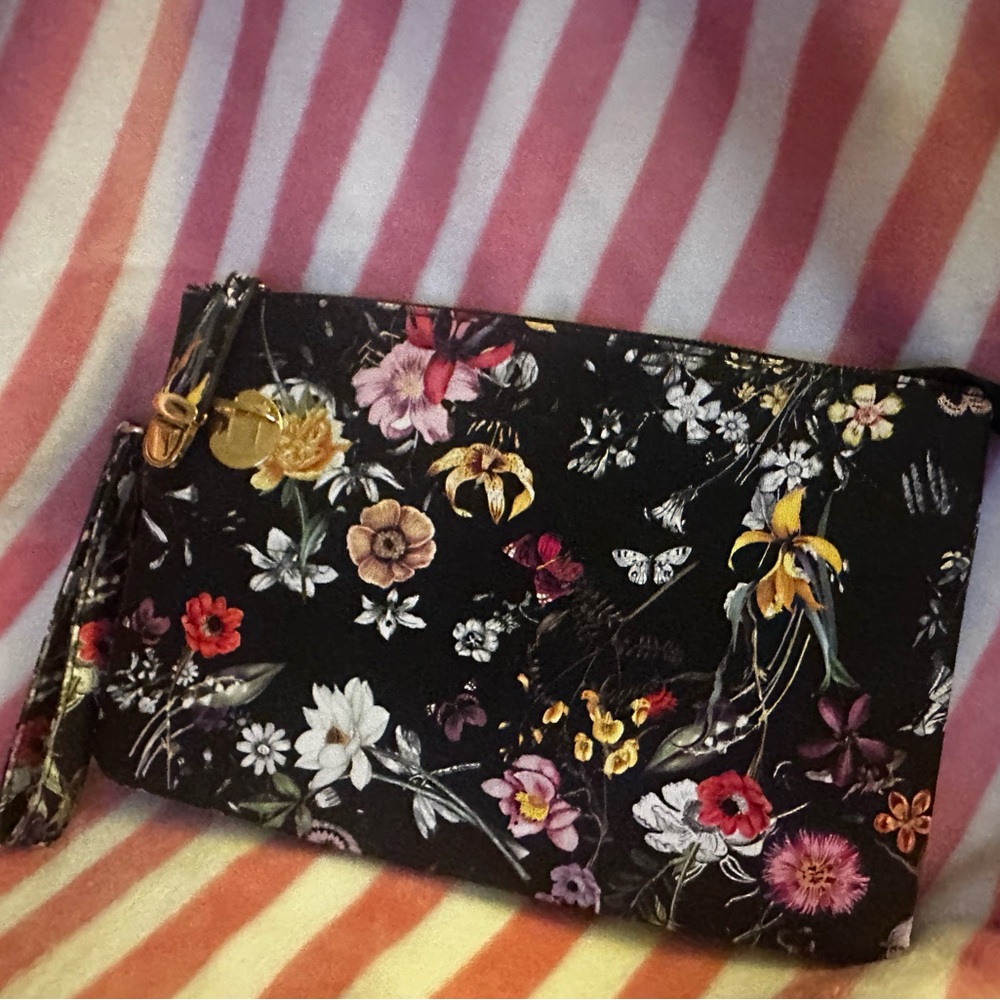 Floral Black Clutch